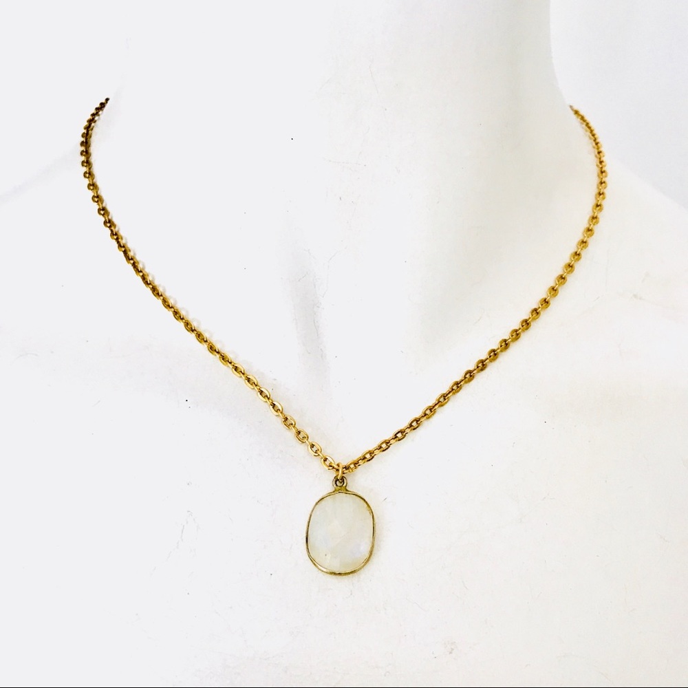 Rainbow Moonstone Gem Charm Necklace